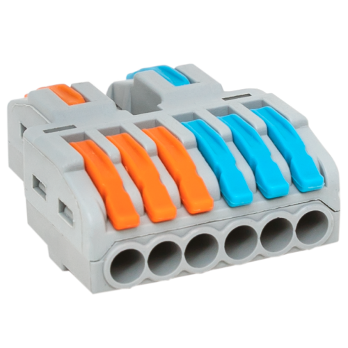 Клеммы EKF СМК 222-426 разветвительная 2 полюса 6 выходов 0.08-4кв.мм (в уп.30шт) plc-smk-422-6 картинка